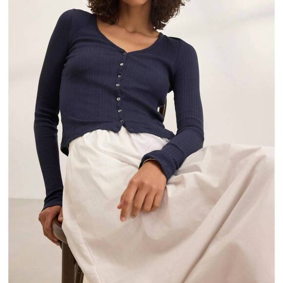 NEW VELVET BY GRAHAM & SPENCER drew button up cardigan in navy - Picture 5 of 5